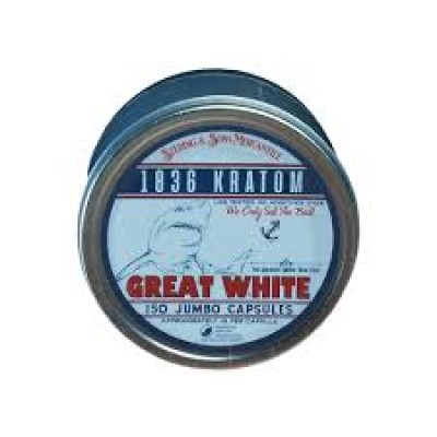 1836 Kratom 150ct Jumbo Caps Tin Great White