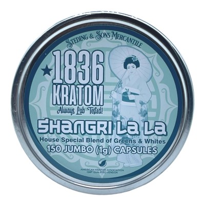 1836 Kratom 150ct Jumbo Caps Tin Shangri Lala